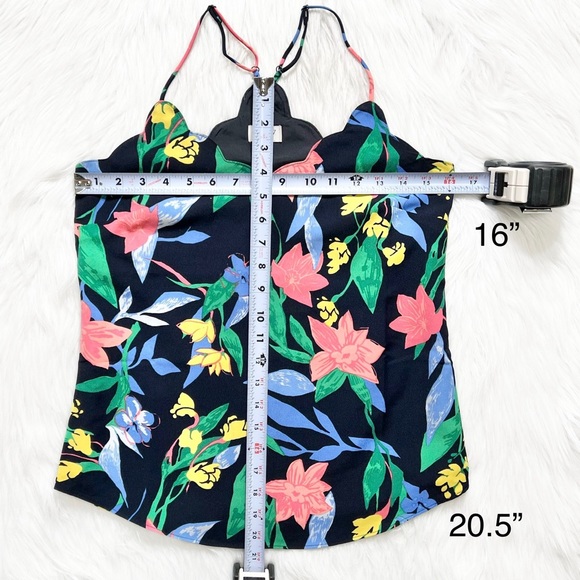 SOLD-J. Crew Tropical Floral Print Scalloped Sleeveless Strappy Racerback Tank - Picture 8 of 8